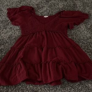 Elegant Wine Asymmetrical Dress